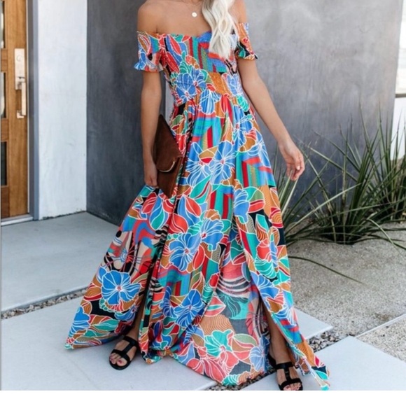 Vici off the Shoulder Multicolor Floral Dress - Picture 3 of 5